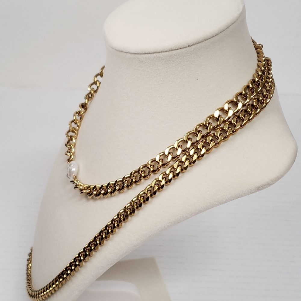 Authentic Louis Vuitton Gold Padlock W/unbranded Cuban Style Stainless Chain - Picture 11 of 15